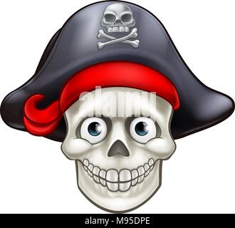 Cartoon Pirate Skull Cartoon Stock Vector