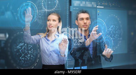 business people using virtual screen projections Stock Photo