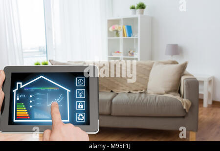 tablet pc with smart home settings on screen Stock Photo