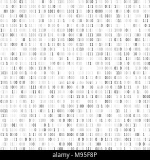 Random binary coding. Technology digital background. Black and white binary code. Vector illustration Stock Vector