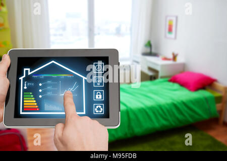 tablet pc with smart home settings on screen Stock Photo