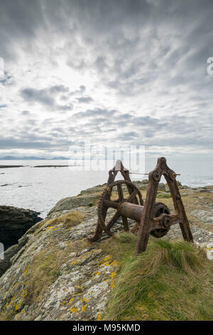 Anglesey coast facing South towards the Lleyn Peninsula in the Distance Stock Photo