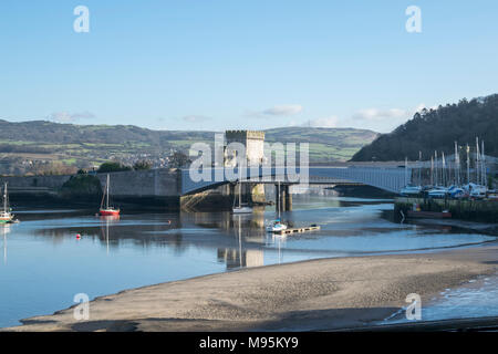 Conwy River road bridge in North Wales uk Stock Photo