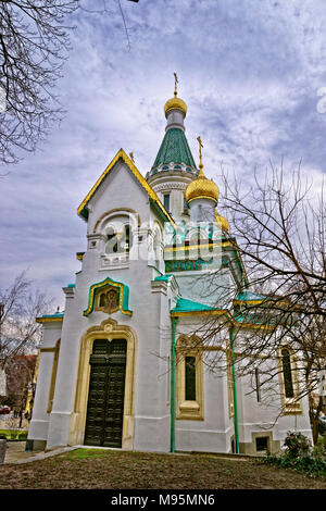 Sveti Nikolay Mirlikiiski Russian Orthodox church in Sofia city centre, Bulgaria. Stock Photo