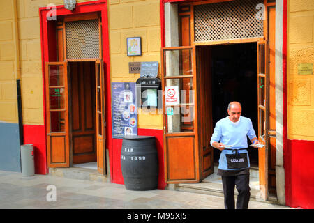 GRANADA, SPAIN - OCTOBER 16, 2017: Spanish restaurant serving national food Stock Photo