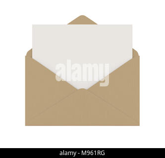 Envelope with Blank Paper Isolated Stock Photo