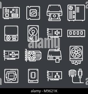 Computer Hardware Icons. Stock Vector