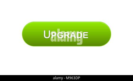 Upgrade web interface button green color, software installation, program update, stock footage Stock Photo
