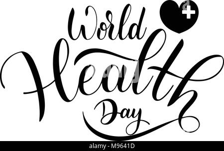 World Health Day Text. Hand Drawn Lettering. Typographical Dsign Stock Vector