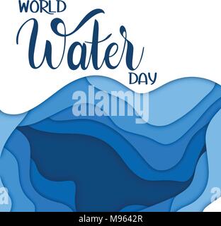 World water Day lettering. Save the water. Stock Vector