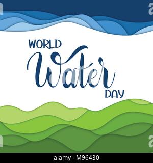 World water Day lettering. Save the water. Stock Vector