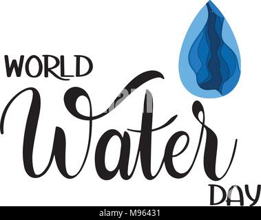 World water Day lettering. Save the water. Stock Vector