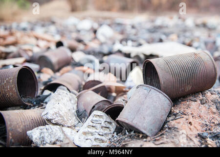 A rubbish pile outside Tendaba camp, The Gambia. Stock Photo