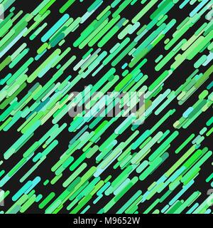 Random diagonal stripe pattern background - vector design from green lines on black background Stock Vector