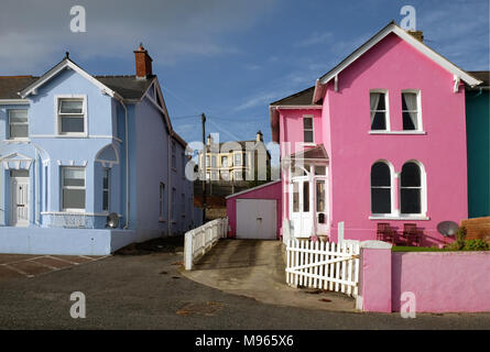 Houses on the promenade at Whitehead, County Antrim Stock Photo