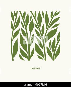 Leaves Label abstract design. Square icon. Beautiful Logo Garden Company. Stock Vector