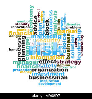 Risk word cloud concept on white background, 3d rendering. Stock Photo