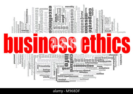 Business Ethics word cloud concept on white background, 3d rendering. Stock Photo