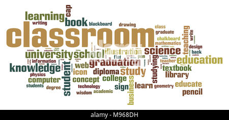 Classroom word cloud concept on white background, 3d rendering. Stock Photo