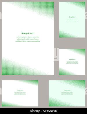 Green square mosaic page corner design templates Stock Vector