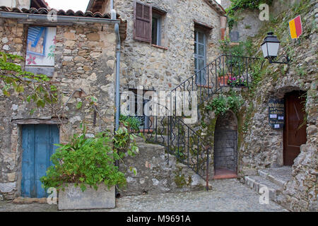 Old town of the village Roquebrune-Cap-Martin, South France, Alpes-Maritimes, Cote d'Azur, France, Europe Stock Photo