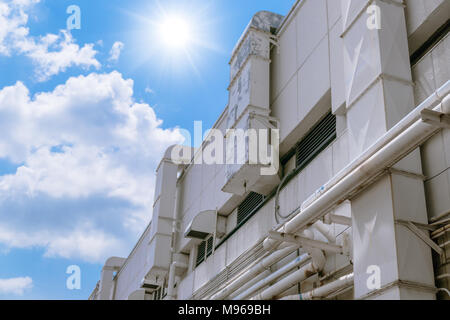 Exterior of Industrial Airflow in factory, Air duct, Danger and the cause of pneumonia of worker Stock Photo