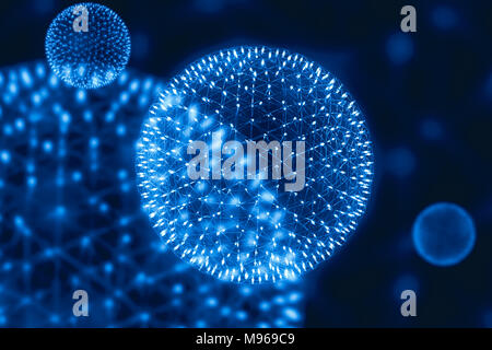 CG model structure form of Nucleus Atom Nuclear explode bomb emit x-ray radiation or light injection of magnetic fields and particles from the central Stock Photo