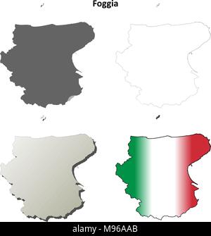 Foggia blank detailed outline map set Stock Vector