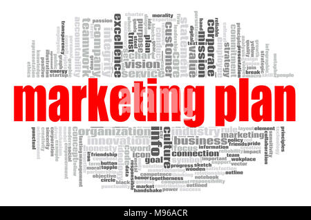 Marketing plan word cloud concept on white background, 3d rendering. Stock Photo