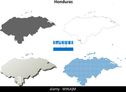 Honduras outline map set  Stock Vector