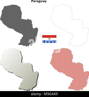 Paraguay outline map set Stock Vector
