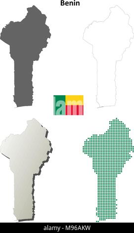 Benin outline map set Stock Vector