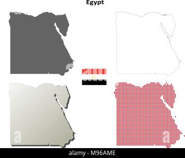 Egypt outline map set Stock Vector