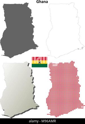 Ghana outline map set  Stock Vector