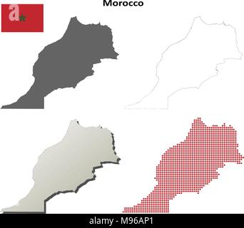 Morocco outline map set Stock Vector