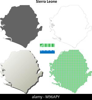 Sierra Leone outline map set Stock Vector