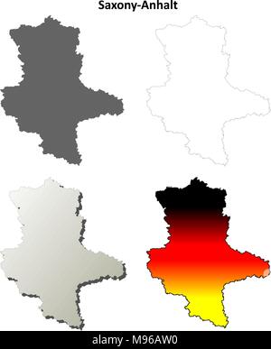 Saxony-Anhalt blank outline map set Stock Vector