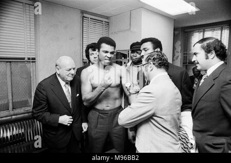 Super Fight II was a non-title boxing match between Muhammad Ali and Joe Frazier. The second of the three Ali–Frazier bouts, it took place at Madison Square Garden in New York City on January 28, 1974. Ali was a slight favourite to win, and did by a unanimous decision. (Picture) Muhammad Ali having a pre-fight medical for 'Super Fight II.' 24th January 1974 Stock Photo