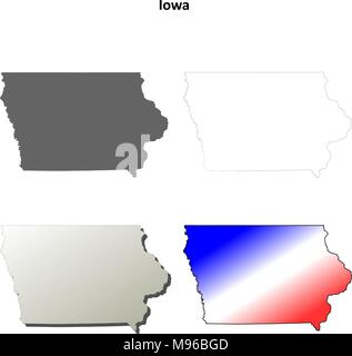 Iowa outline map set  Stock Vector