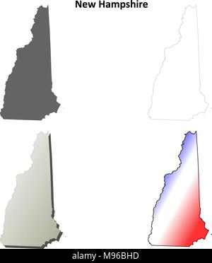 New Hampshire outline map set  Stock Vector