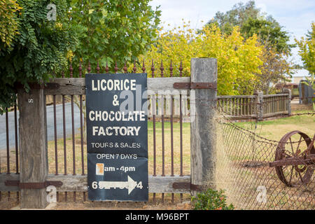 Junee Licorice and Chocolate Factory is located at the restored Junee Flour Mill, a historic  landmark in the township of Junee, New South Wales Stock Photo