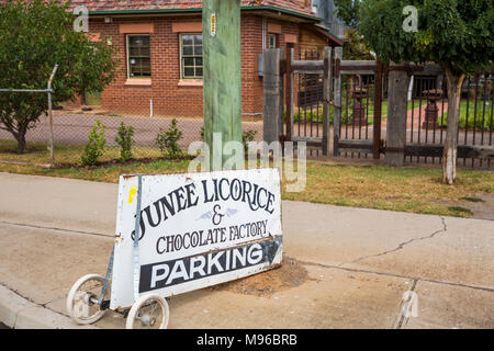 Junee Licorice and Chocolate Factory is located at the restored Junee Flour Mill, a historic  landmark in the township of Junee, New South Wales Stock Photo