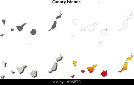 Canary Islands blank outline map set Stock Vector