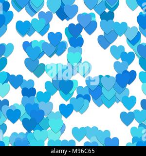 Repeating heart pattern background - vector illustration from hearts in light blue tones with shadow effect Stock Vector