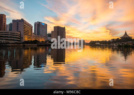 Sunset over Kuching, Kuching, Sarawak, Malaysia, Borneo, Stock Photo