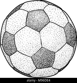 Soccer ball illustration, drawing, engraving, ink, line art, vector Stock Vector