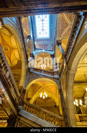 Interior view of ornate atrium inside Glasgow City Chambers with Italianate marble decoration, George Square, Glasgow, Scotland, United Kingdom. Stock Photo