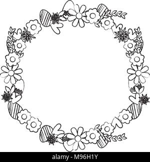 grunge circle beautiful flowers petals design Stock Vector