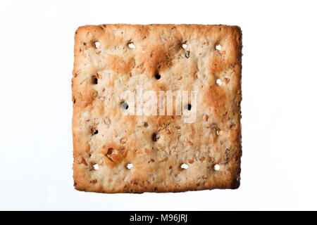 a square bran cracker isolated on white background Stock Photo