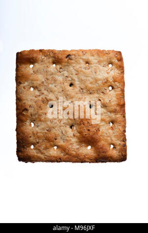 a square bran cracker isolated on white background Stock Photo